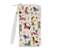 Ialtsidws Wallet for Women - Wallets Zipper Purse with Wristlet Strap & Card Slots, Coin Pocket Wallet, Phone Holder Clutch, Gifts for Women, Friend, Dog1, 7.48" x 3.93" x 0.59"