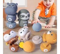 IAMIAN Mini Kids Bowling Set, 6 Pins And 2 Balls, Soft Bowling Set, Multi-Coloured, Indoor Outdoor Educational Learning Toy For Children, Toys For Children 3+ Years Old (A)