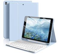 IAMKHO Keyboard Case for iPad 9th/8th/7th Generation 10.2 Inch with Pencil Holder - Wireless Magnetic Detachable Wireless Bluetooth Keyboard for iPad Air 3rd Gen/iPad Pro 10.5 inch (Blue)