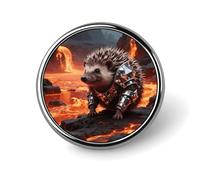 Iamond - Armored Hedgehog Lapel Pin Brooches Round Fashion Brooch Pin Cute Button Badges Alloy Button Pins for Hat Shirt Clothing Bags