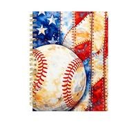 iampanda Spiral Journal Notebook,Strong Twin-Wire Binding with Premium Paper for Women,60 Sheets A5 College Ruled Notebook/Journal,Perfect for School Office Home Gifts,American Flag Baseball