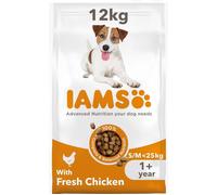 IAMS Adult Small Medium Complete Dry Dog Food Chicken 12kg - With DentalCare Sys