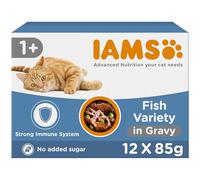 Delights Complete Wet Cat Food for Adult 1+ Cats Fish Variety in Gravy Multipack 12 x 85 g Pouches