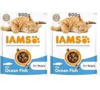 IAMS Complete Dry Cat Food for Adult 1+ Cats with Ocean Fish 800 g (Pack of 2)