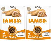 IAMS Complete Dry Cat Food for Kittens with Chicken 800 g (Pack of 2)
