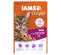 IAMS Delights Complete Wet Cat Food for Senior 7+ Cats Chicken in Gravy Pouch 85 g