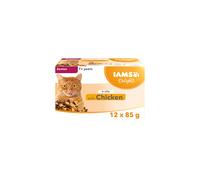IAMS Delights Complete Wet Cat Food for Senior 7+ Cats Chicken in Jelly Multipack 12 x 85 g Pouches