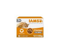 IAMS Delights Complete Wet Cat Food for Senior 7+ Cats Chicken in Jelly Multipack 12 x 85 g Pouches