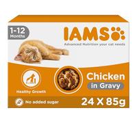 IAMS Kitten Wet Cat Food Pouches Chicken in Gravy 24 x 85g - No Added Sugar