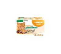 IAMS Delights Wet Food Land and Sea Collection for Adult Cats with Meat and Fish in Jelly, 12 x 85 g