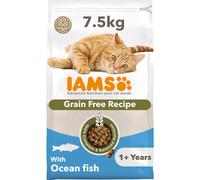 IAMS Grain Free Adult Complete Dry Cat Food Ocean Fish 7.5kg - Supports Strong Immune System