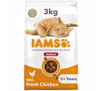 IAMS for Vitality Indoor Dry Cat Food with Fresh Chicken for Adult and Senior Cats, 3 kg