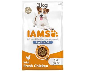 IAMS Light in Fat Complete Dry Dog Food Chicken 3kg - 30% Lower Fat Formula