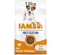 IAMS Low Fat Complete Dry Dog Food for Adult and Senior Dogs with Chicken 12 kg (Pack of 1)