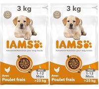 IAMS Puppy Large Dry Dog Food Chicken 3kg (Pack of 2)