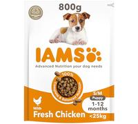 IAMS Complete Dry Dog Food for Puppy Small and Medium Breeds with Chicken 800 g