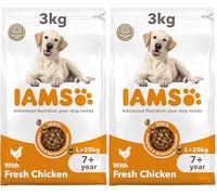 IAMS Senior Large Complete Dry Dog Food Chicken 3kg - With DentalCare System (Pack of 2)