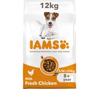 IAMS Senior Small Medium Complete Dry Dog Food Chicken 12kg - With DentalCare System