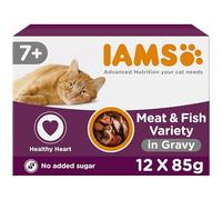 IAMS Delights Wet Senior Cat Food Pouch Multipack Land & Sea Collection in Gravy, Wet Food for Older Cats from 7 Years, 12 x 85 g