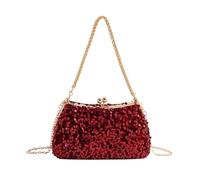IAMUHI Small Sequins Clutch Purse Top Handle Evening Handbag Mini Square Shoulder Crossbody Bag, F-red, One Size