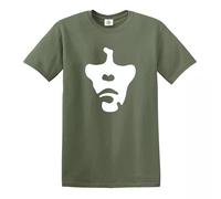 Ian Brown Face T-Shirt The Stone Roses Music Band Guitar Mens Top Tee(Military Green, White,XXL)