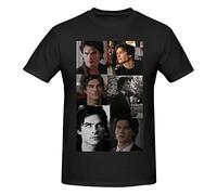 Ian-Somerhalder Men's T-Shirt Tops Summer Short Sleeve Tee Cotton Workout T-Shirts Fitness Athletic Undershirts Black