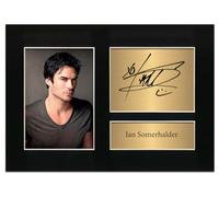 Ian Somerhalder Signed Photo Print with Mount, Pre-Printed Signature, Vampire Diaries Autograph, Full Colour #158