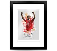 Ian Wright Arsenal Legend Signed Photo Poster A4/A3 Print Picture Display Framed Autograph Memorabilia Gift Football Fans England (Grey A4 Framed & Mounted)