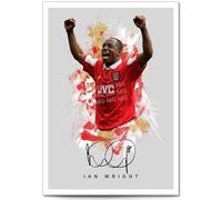 Ian Wright Arsenal Legend Signed Photo Poster A4/A3 Print Picture Display Framed Autograph Memorabilia Gift Football Fans England (Grey A4 Print Unframed)