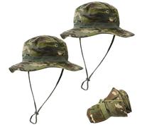 IAndhy 2PCS Safari Hat with Vent Holes, Breathable Boonie Hat, Foldable Bush Hat, UPF Sun Protection, Outdoor Fishing Hat for Hiking Travel Green