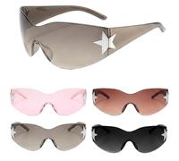 IAndhy 4Pcs Sunglasses,Rimless Wrap Around Star Fashion Sun Glasses Retro Trendy Womens Oversized Shades for Party Outdoor Music Festivals Fashion Events and Cool Sunglasses for Various Occasions