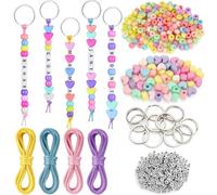 IAndhy 66-Piece Keyring Making Kit, DIY Keychain Making Kit with Colorful Beads and Sturdy Key Rings, Creative Jewelry Making Supplies for Kids and Adults, Craft Activity for Parties and Gifts