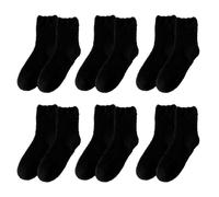 IAndhy Black Fluffy Socks, 6 Pairs Ultra Soft Thermal Black Fluffy Socks Womens 4-7, Cosy Home and Outdoor Wear, Fluffy Socks Are a Nice Set of Gifts