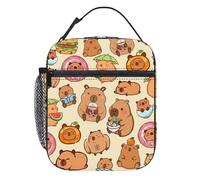 IAndhy Capybara Lunch Box, Cute Capybara Lunch Bag with Bottle Holder, Capybara Lunch Bag, Portable Insulated Food Box for School, Office, Picnics, Hiking and Beach Outings