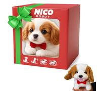 IAndhy Robot Puppy,1 Pcs Robot Puppy That Acts Like A Real Puppy，16x12cm Gift Box Style White Brown Realistic Realistic Dog,Suitable For Parties,Birthday Gifts, Children'S Interactive Companions