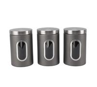 IANDOPL 3pcs Stainless Steel Airtight Canister with Visible Window, Coffee Container for Kitchen, Food Storage for Beans Grains, 304 Grade, 4.3 x 6.9 Inch (Silver Gray)