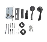 IANDOPL Black Door Interior Lever Passage Handle with Lock, Iron Aluminium Door Handle Set, Glow - in - the - Dark Square Tongue, Easy Install for Bedroom Bathroom Closet