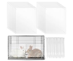 IANFAN 16 Pcs Plastic Pet Cage Liner Protection 10.2'' x 8.3'' Rabbit Cage Urine Guard Splash Clear Edge Liner Guinea Pig Side Lining Habitat Siding Bird Cage Protector from Cats