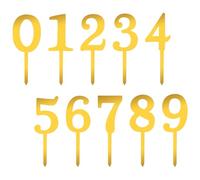 IANFAN 20 Pcs Acrylic Numbers Cake Topper, 0-9 Number Birthday Cupcake Toppers Gold Acrylic Cake Topper Numbers Cakes Decorations for Birthday Wedding Anniversary Party