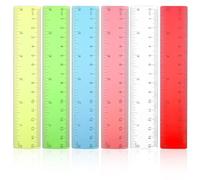 IANFAN 24 Pcs 6 Inch Colorful Plastic Straight Rulers Clear, Not Easily Broken Straight Edge Rulers with Inches Centimeters Millimeters Straights Ruler Lightweight Small Ruler for Office Home