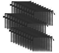 IANFAN 30 Pieces Zipper Nylon Mesh Pouch, Black Mesh Bags Multipurpose Makeup Bags Zipper Pouch Cosmetic Bag Pencil Case for Cosmetic Travel Office(9.5 x 7.1 Inches)