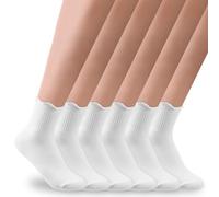 IANFAN 6 Pairs Ruffle Socks for Women, White Ruffle Socks Soft Breathable Cotton Socks Cute Frilly Ankle Socks for Women Girls