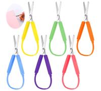 IANFAN Adaptive Scissors for Kids, 6 Packs Mini Loop Scissors 5.4 Inch Self-Opening Safety Scissor, Ambidextrous Adaptive Design Right & Left Handed Easy Grip for Toddlers Children Special Needs