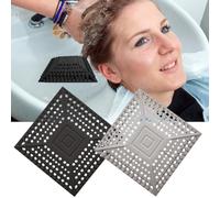 iAnomla 2Pcs Square Shower Drain Cover Hair Catcher, Shower Wall, 5.5" 14cm Reusable Silicone Tub Drain Covers, Strainers Shower Hair Stopper, Floor Drain Filter for Bathtub Bathroom Sink(Black+Grey)