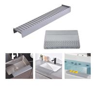 iAnomla Silicone Sink Edge Protector, 14" 36cm Kitchen Sink Splash Guard Cover with Suction Cup, Foldable, Multifunction Kitchen Accessories, Sponge Holder, Countertop Protector, Grey