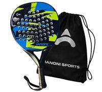 ianoni Padel Racket Carbon Fiber Surface with EVA Memory Flex Foam Core Paddle Tennis Racquets -8100-blue and green