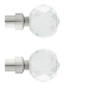 IANPAV Curtain Rod Pole Finials Beluna Crystal - 25 mm Inox - Durable Metal Construction - Pair