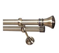 IANPAV METAL DOUBLE CURTAIN POLE RAIL ROD SET 25/25mm Antique Brass, Bedroom[LIBERTY,140 cm (55,1 in)]