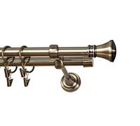 IANPAV NO RINGS - Metal Double Curtain Rod/Pole 19/19 mm, Antique Brass, Liberty, Classic 240