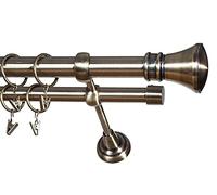IANPAV NO RINGS - Metal Double Curtain Rod/Pole 25/19 mm, Antique Brass, Liberty, Classic 200